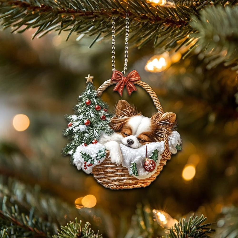 Papillon In Mini Basket Ornament - MB010