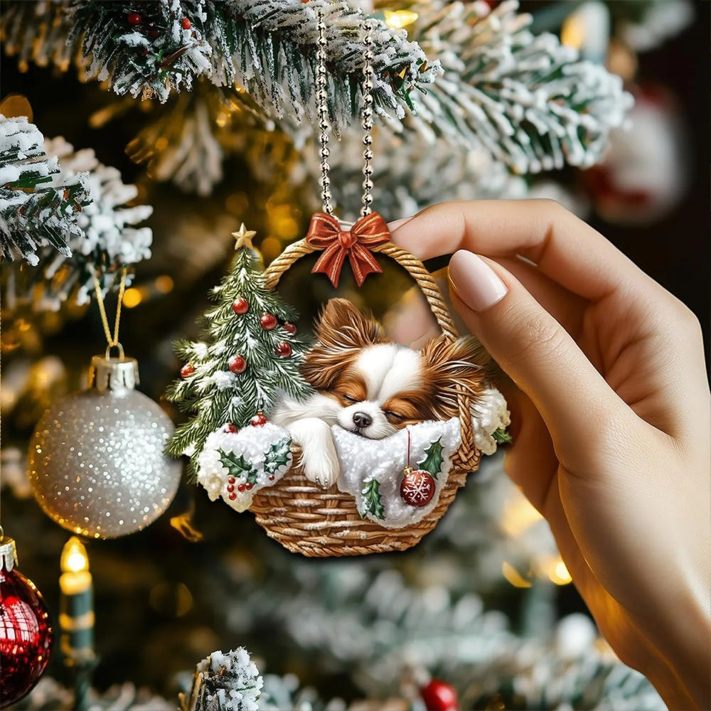 Papillon In Mini Basket Ornament - MB010