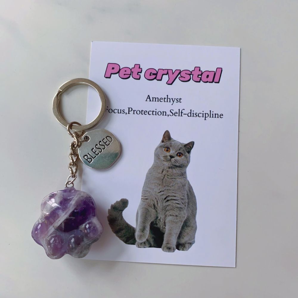 Pet Crystal Charm Keychain – Emotional Support Gift