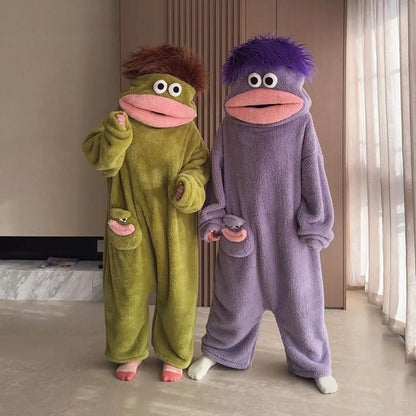 Funny Monster Hooded Fleece Robe for Adults
