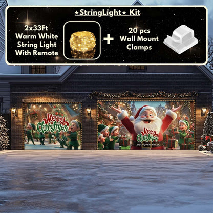 Santa And Elves Christmas Garage Door Covers D489