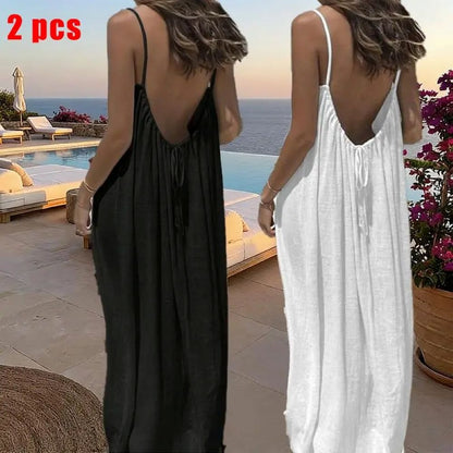 Women's Sleeveless Cami Lounge Dress – Soft Maxi Nightgown For Sleeping & Lounging