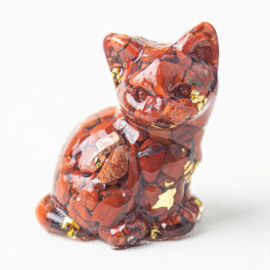 Red Jasper - Handmade Natural Crystal Gemstone Sitting Cat