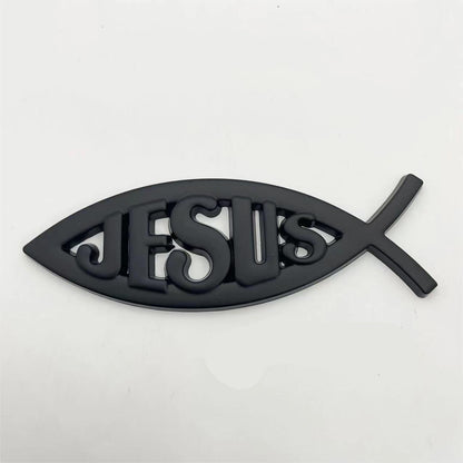 Jesus Metal Fish - Emblem Sticker Badge, Funny Decals for Car, Truck, SUV, Motorcycle - TE004
