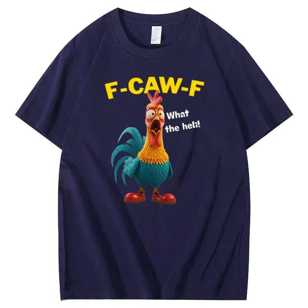 F-Caw-F What The Heli Crazy Chicken Pattern T-Shirt