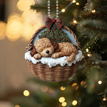 Goldendoodle In Mini Basket Ornament - MB011