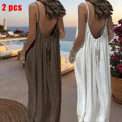 Women's Sleeveless Cami Lounge Dress – Soft Maxi Nightgown For Sleeping & Lounging