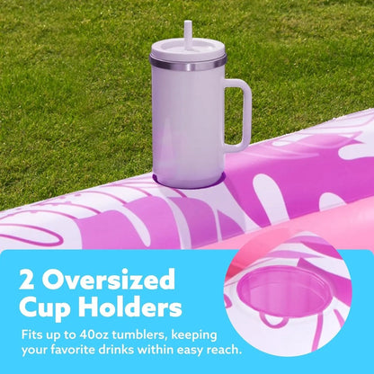 Inflatable Tanning Pool Lounge Float With Cup Holders