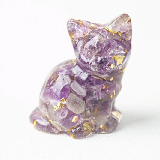 Fantasy Amethyst - Handmade Natural Crystal Gemstone Sitting Cat