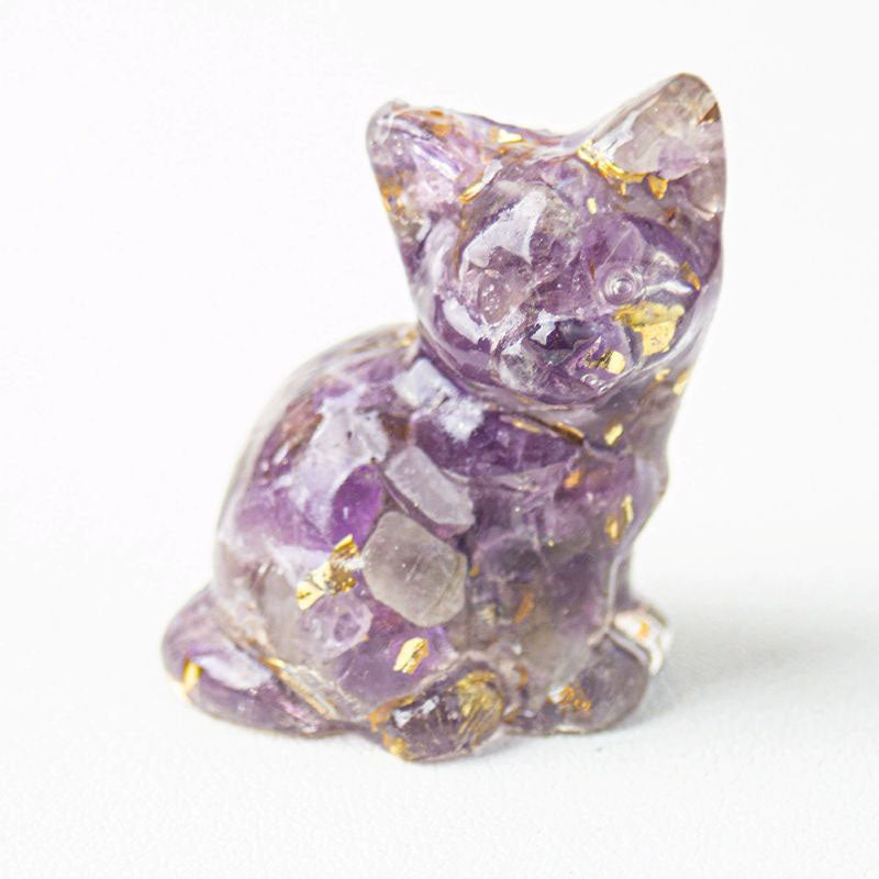 Handmade Natural Crystal Gemstone Sitting Cat