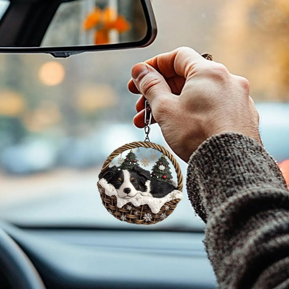 Bearded Collie In Mini Basket Ornament - MB012