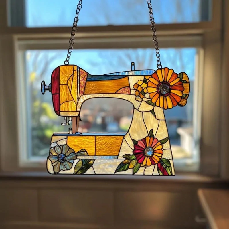 Cute Sewing Machine Suncatcher Ornament