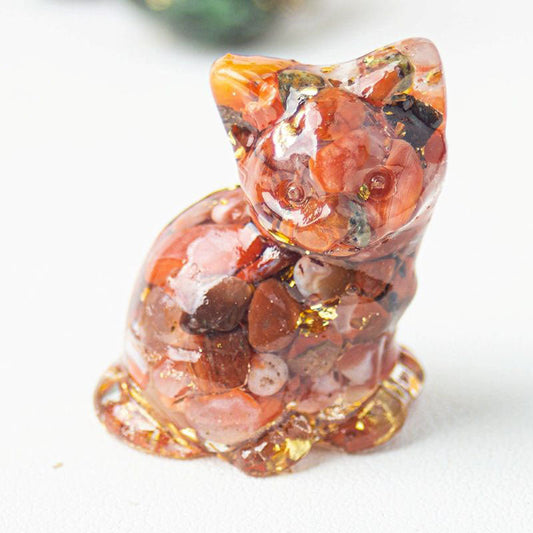 Red Agate - Handmade Natural Crystal Gemstone Sitting Cat