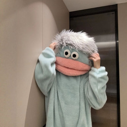 Funny Monster Hooded Fleece Robe for Adults