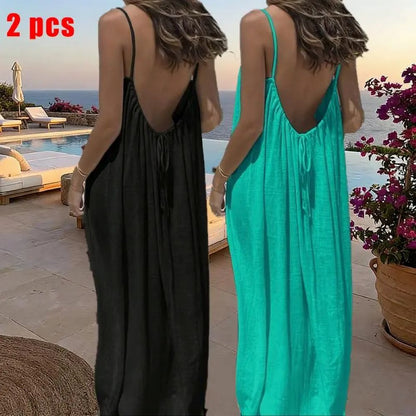 Women's Sleeveless Cami Lounge Dress – Soft Maxi Nightgown For Sleeping & Lounging