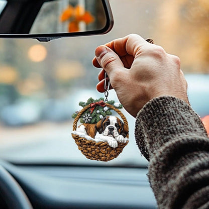 Saint Bernard In Mini Basket Ornament - MB013