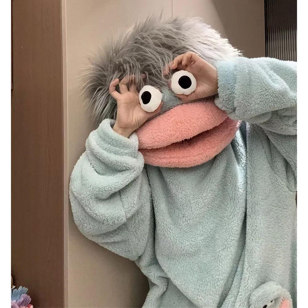 Funny Monster Hooded Fleece Robe for Adults