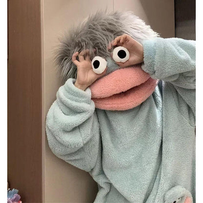 Funny Monster Hooded Fleece Robe for Adults