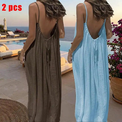 Women's Sleeveless Cami Lounge Dress – Soft Maxi Nightgown For Sleeping & Lounging