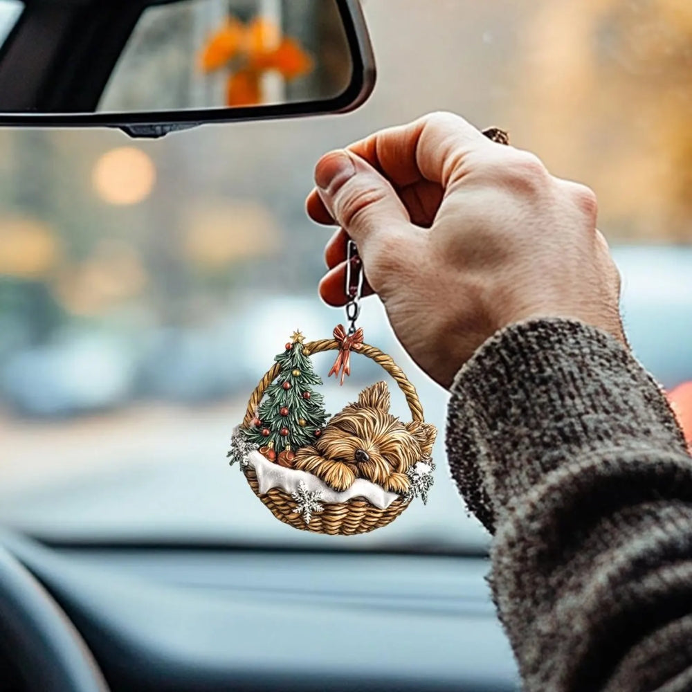 Yorkshire Terrier In Mini Basket Ornament - MB014