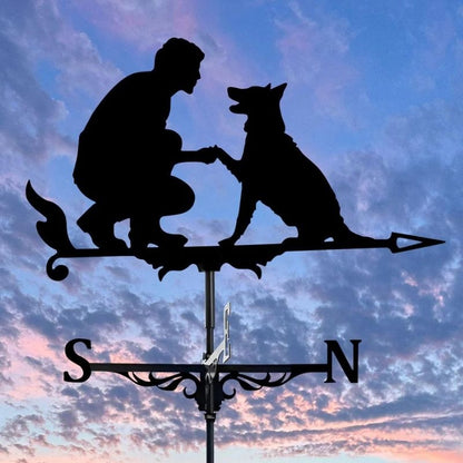 Man and Dog Stainless Steel Weathervane MW032