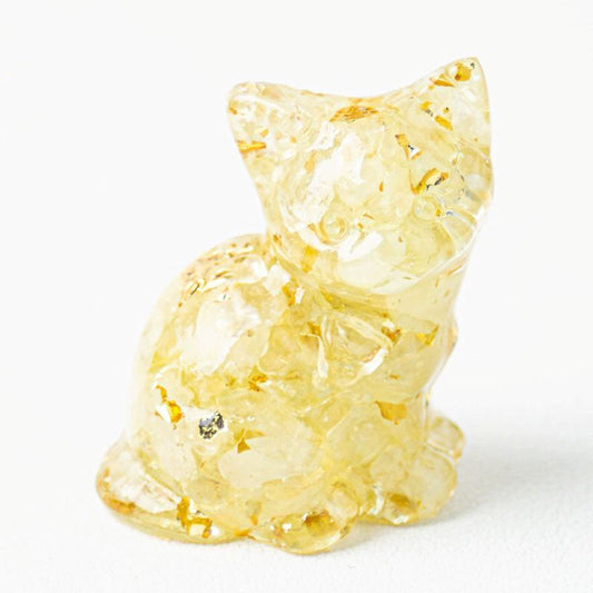 Topaz - Handmade Natural Crystal Gemstone Sitting Cat