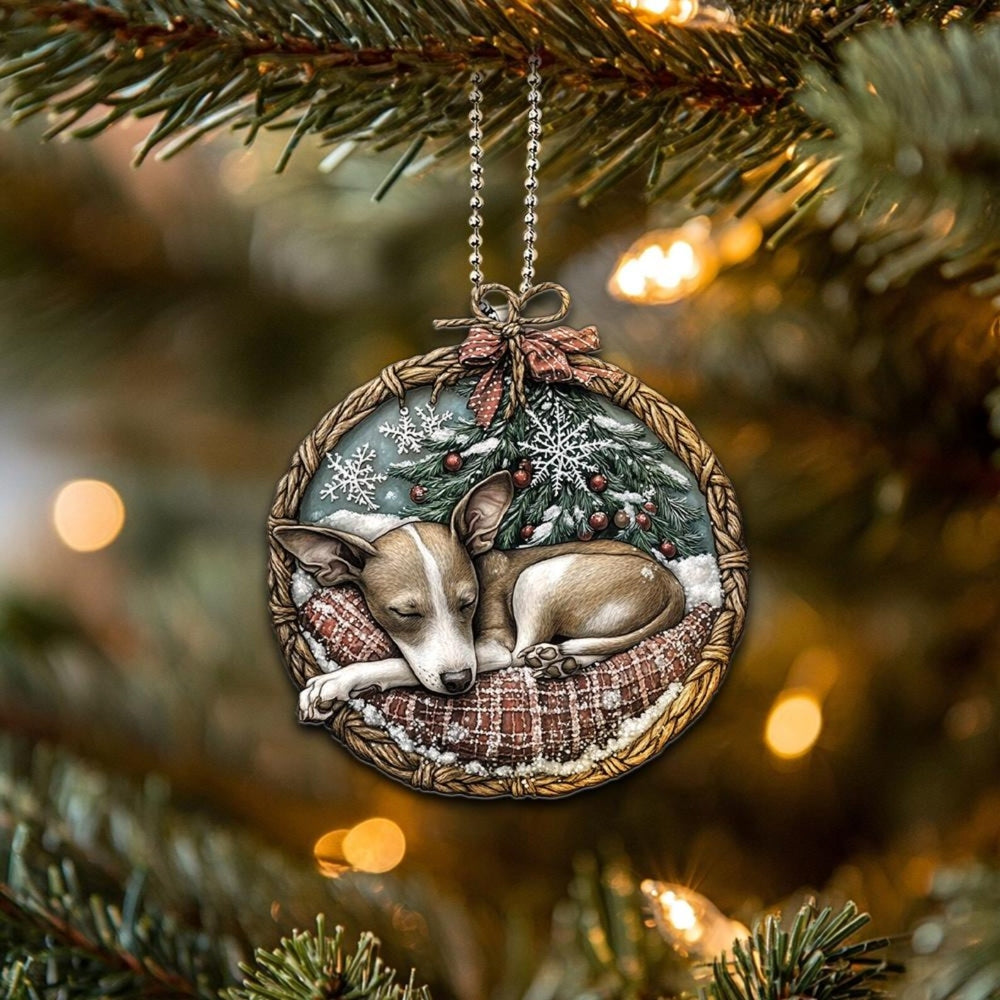 Italian Greyhound In Mini Basket Ornament - MB015