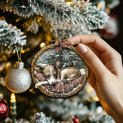 Italian Greyhound In Mini Basket Ornament - MB015