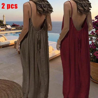 Women's Sleeveless Cami Lounge Dress – Soft Maxi Nightgown For Sleeping & Lounging
