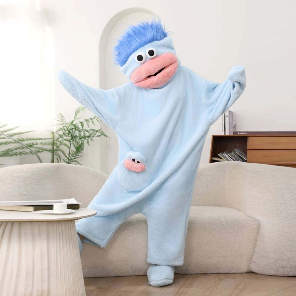 Funny Monster Hooded Fleece Robe for Adults