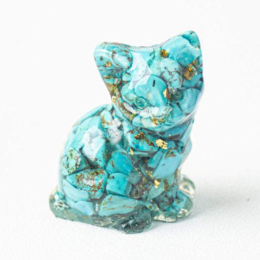 Turquoise - Handmade Natural Crystal Gemstone Sitting Cat