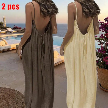 Women's Sleeveless Cami Lounge Dress – Soft Maxi Nightgown For Sleeping & Lounging