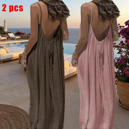 Women's Sleeveless Cami Lounge Dress – Soft Maxi Nightgown For Sleeping & Lounging