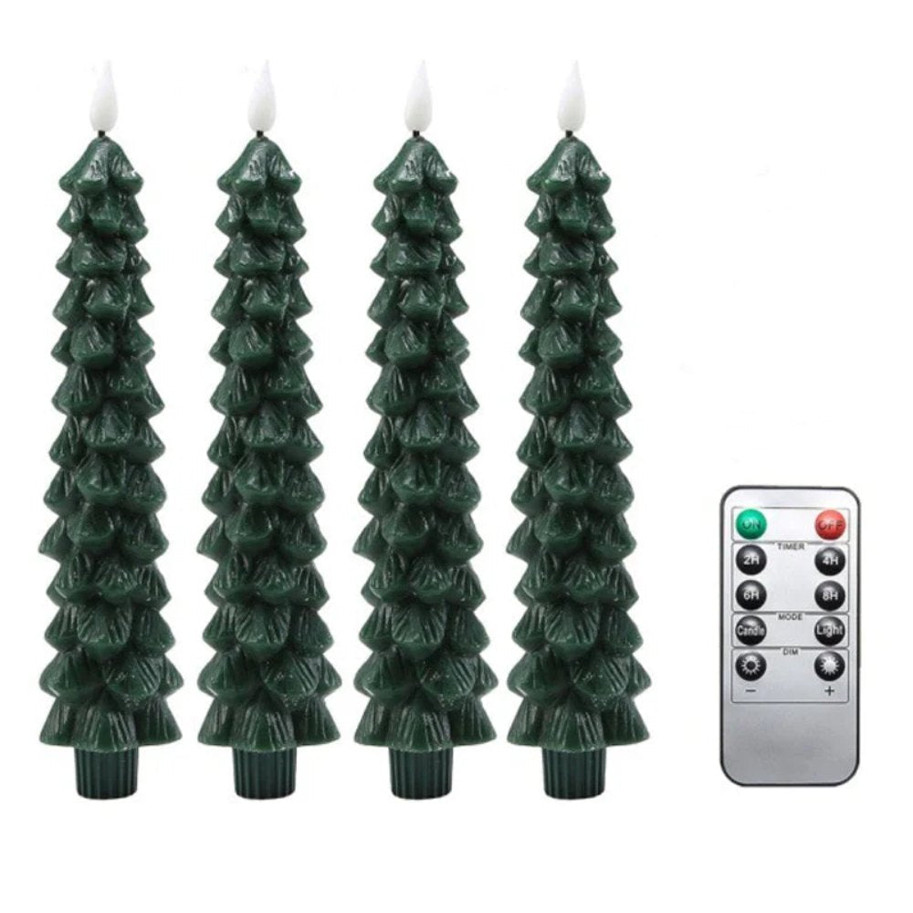 Christmas Tree LED Taper Candles Flickering with Remote Timer🎄