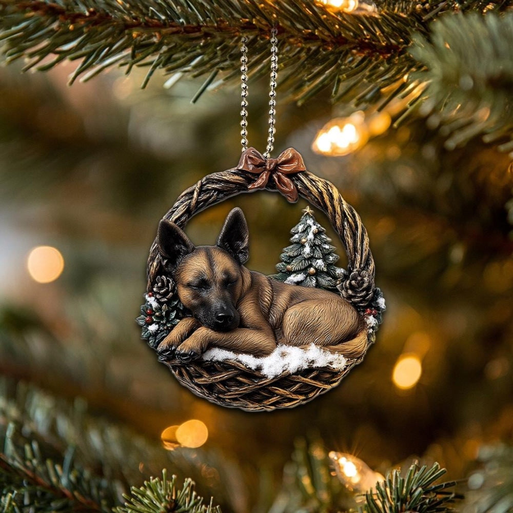 Belgian Malinois In Mini Basket Ornament - MB018