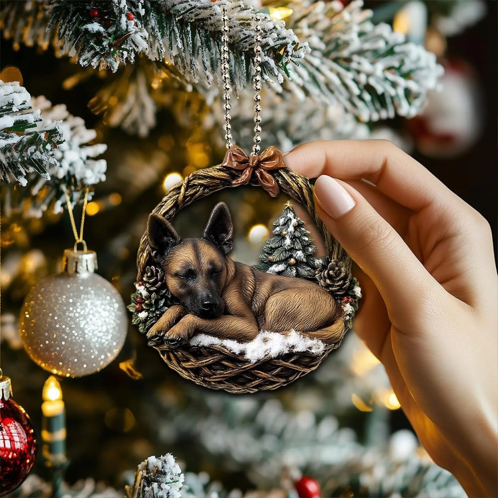 Belgian Malinois In Mini Basket Ornament - MB018