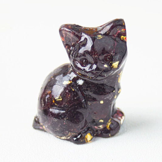 Garnet - Handmade Natural Crystal Gemstone Sitting Cat