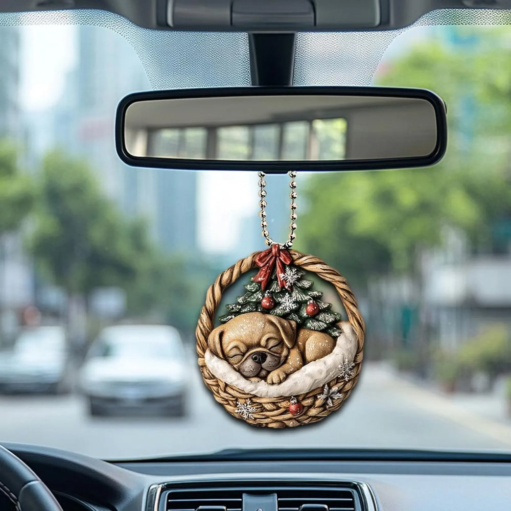 Puggle In Mini Basket Ornament - MB019