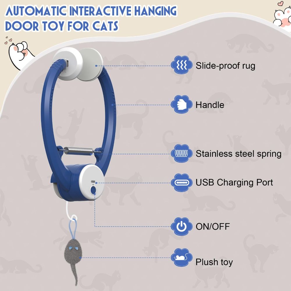Door Hanging Interactive Pet Toy – Automatic Swing & Bounce Tease