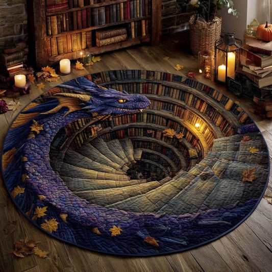 Mythical Wisdom Dragon - Spiral Watcher Round Rug - H485