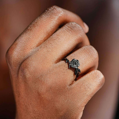 Strong As F*ck Black Rose Self-Love Ring - 925 Silver