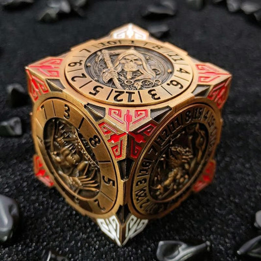 Fidget Spinner Dice: 7-in-1 Metal DND Dice Cube – 6-Sided Rotating Polyhedral Dice