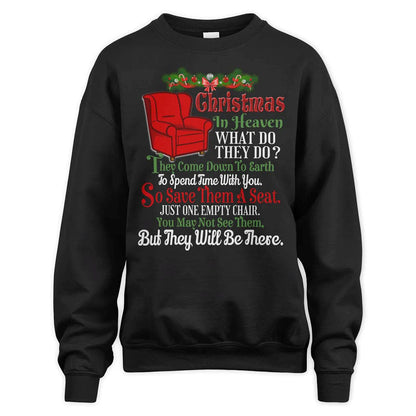Christmas In Heaven Shirt – One Empty Chair Holiday Memorial Sweatshirt