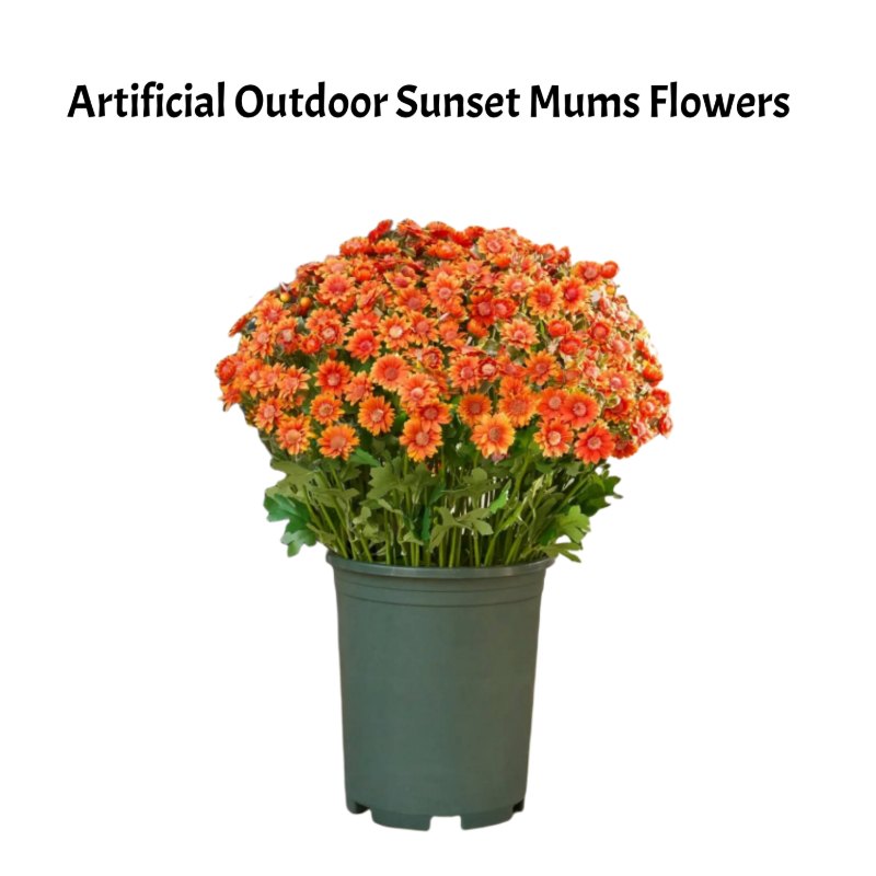 Artificial Outdoor Sunset Mums Flowers - UV resistant, Waterproof, Windproof
