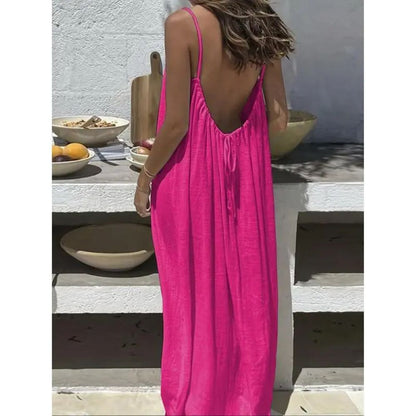 Women's Sleeveless Cami Lounge Dress – Soft Maxi Nightgown For Sleeping & Lounging