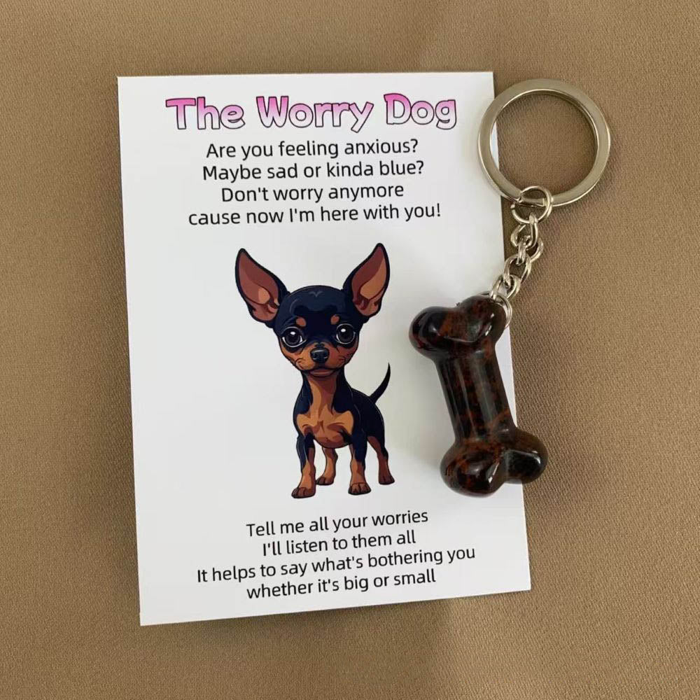 The Worry Dog Crystal Keychain – Emotional Support Gift