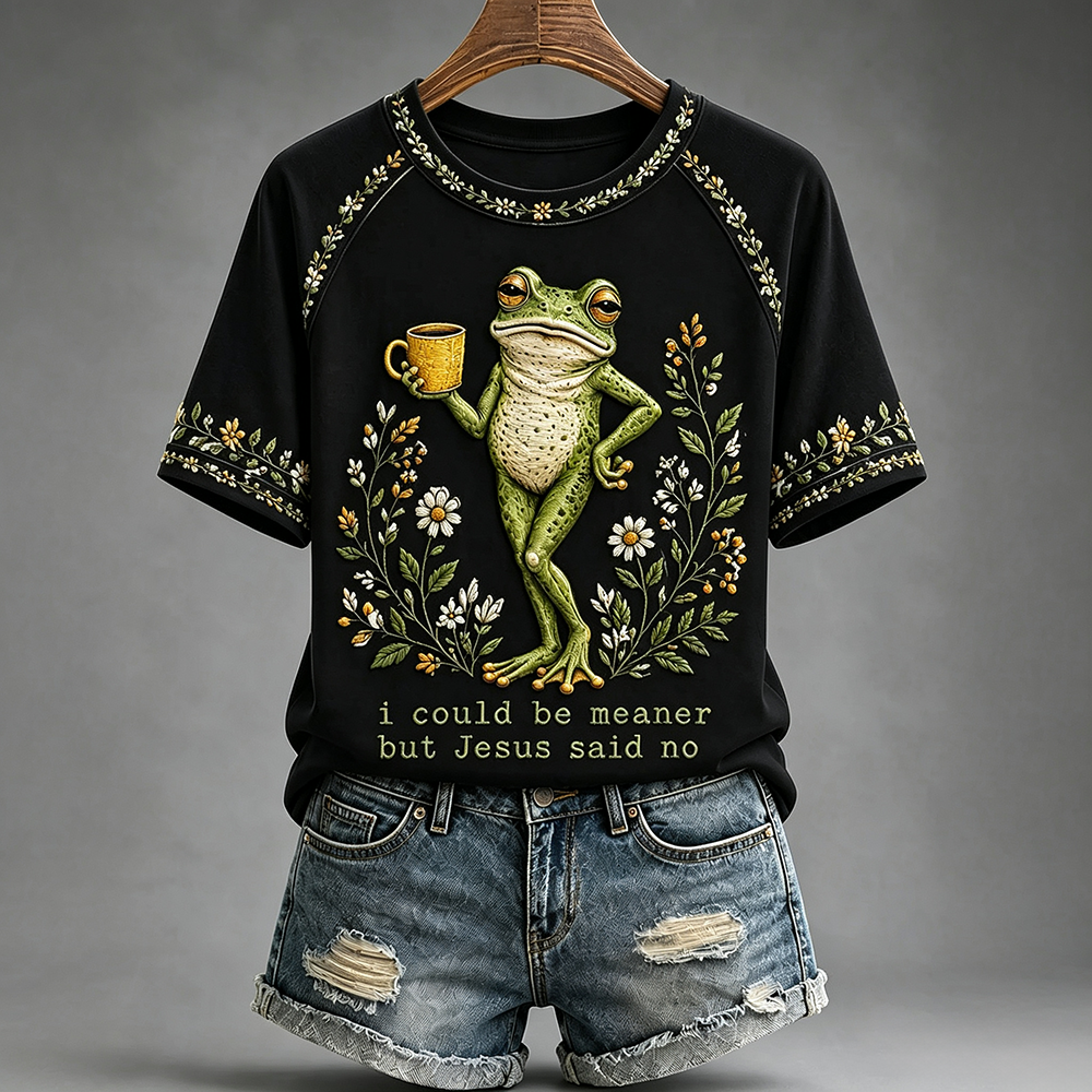 “I Could Be Meaner But Jesus Said No” Printed Casual T-Shirt