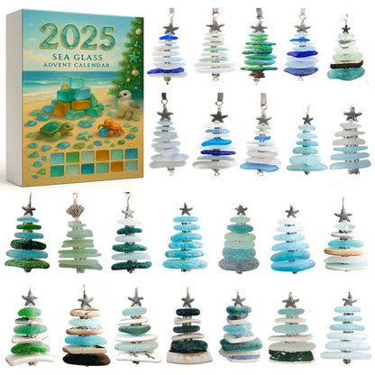 Sea Glass Christmas Tree Advent Calendar - 2D Acrylic Christmas Tree Countdown Calendar