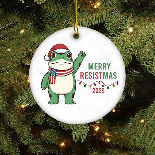 Merry Resistmas Portland Frog Printed Acrylic Decorative Ornament