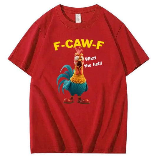 F-Caw-F What The Heli Crazy Chicken Pattern T-Shirt